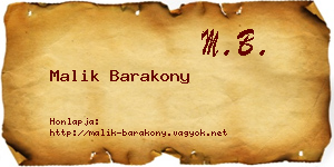 Malik Barakony névjegykártya